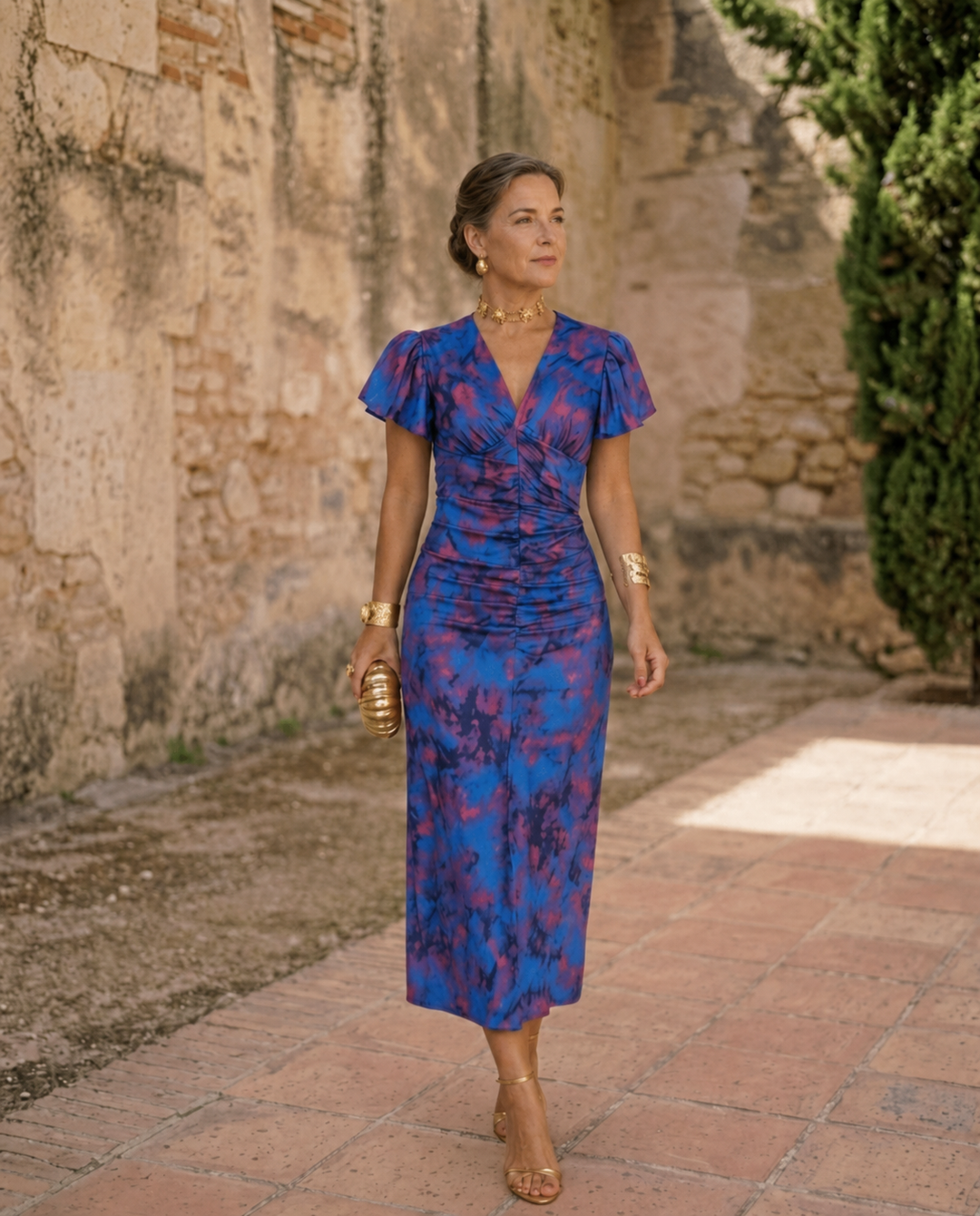 WANDA | MIDI DRESS WITH PUFF SLEEVES - Maison Léa &amp; Lou