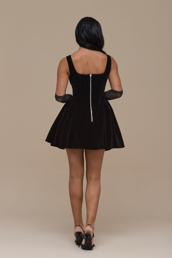 Lucky | Mini Black Velvet Dress - Maison Léa &amp; Lou