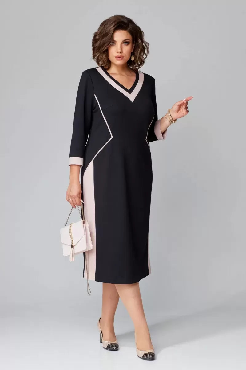 Fenna Grace | Elegant V-Neck Midi Dress - Maison Léa & Lou