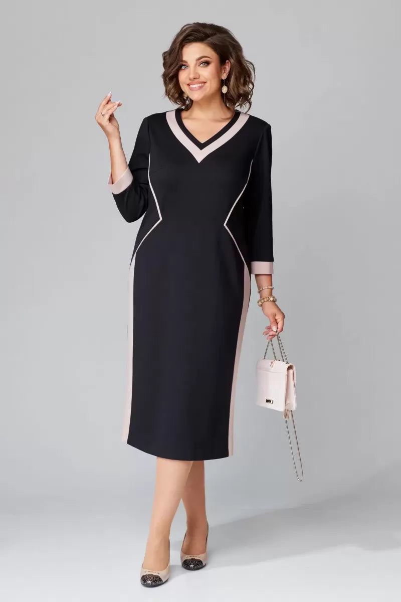 Fenna Grace | Elegant V-Neck Midi Dress - Maison Léa &amp; Lou