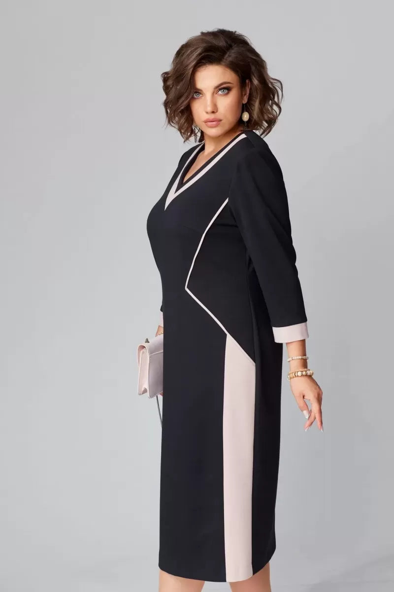 Fenna Grace | Elegant V-Neck Midi Dress - Maison Léa &amp; Lou
