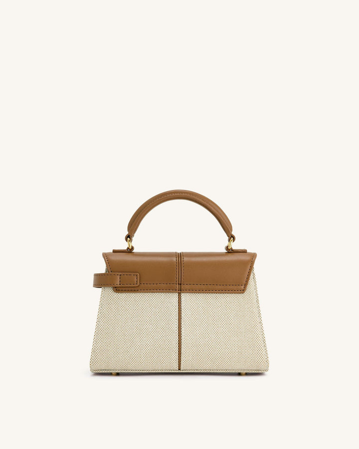 Elise Top Handle Bag - Brown Canvas - Maison Léa &amp; Lou