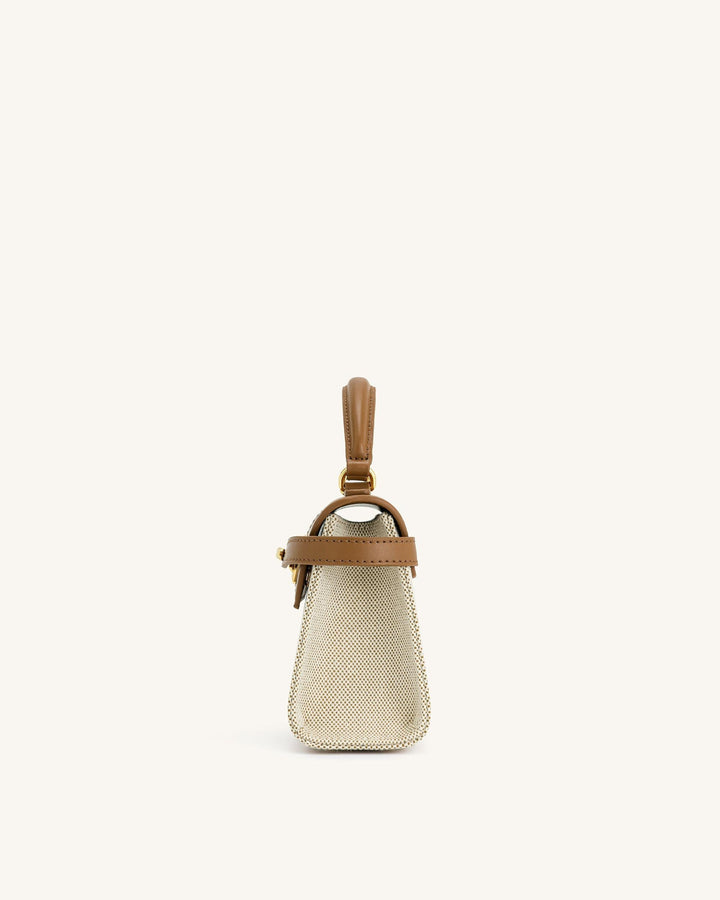Elise Top Handle Bag - Brown Canvas - Maison Léa &amp; Lou