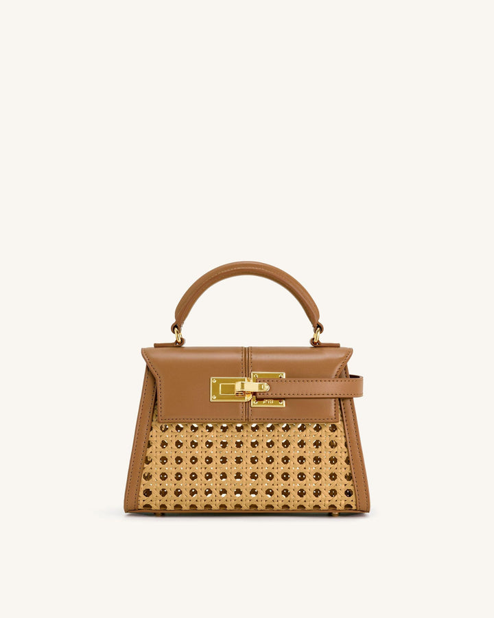 Elise Woven Top Handle Bag - Brown - Maison Léa &amp; Lou