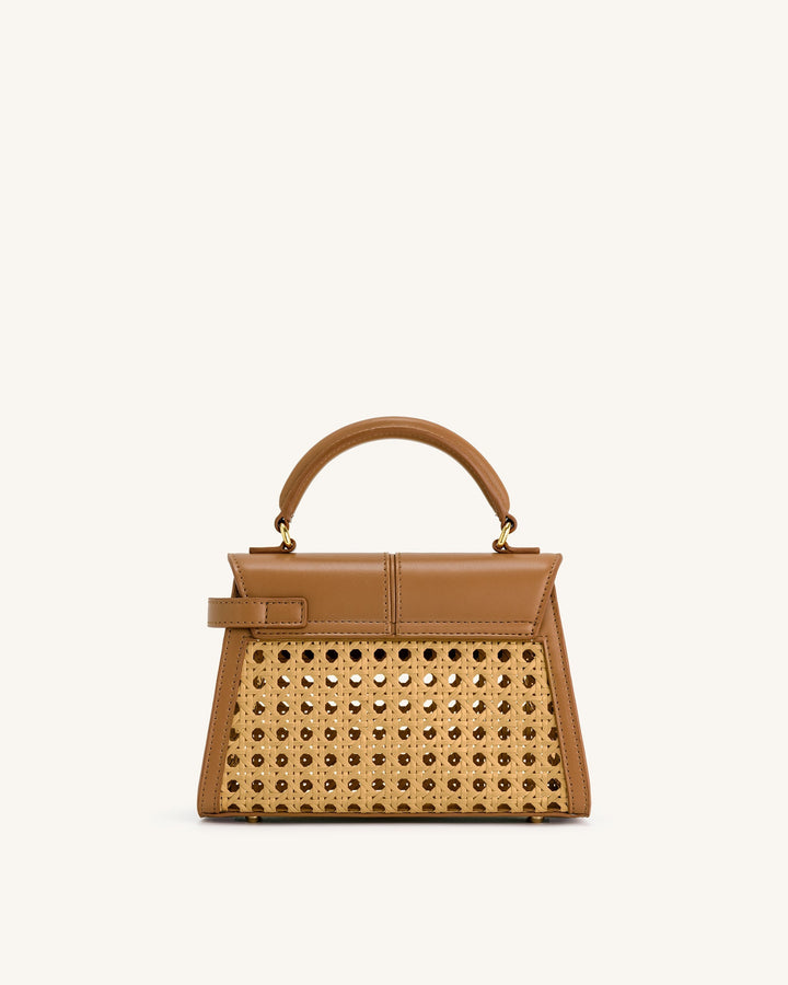 Elise Woven Top Handle Bag - Brown - Maison Léa &amp; Lou