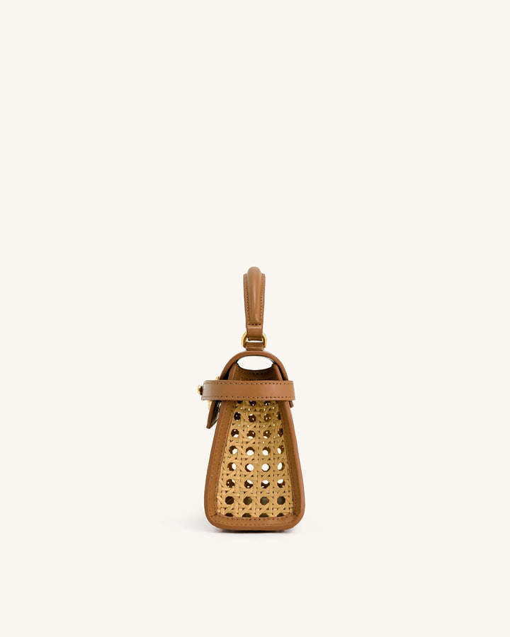 Elise Woven Top Handle Bag - Brown - Maison Léa &amp; Lou