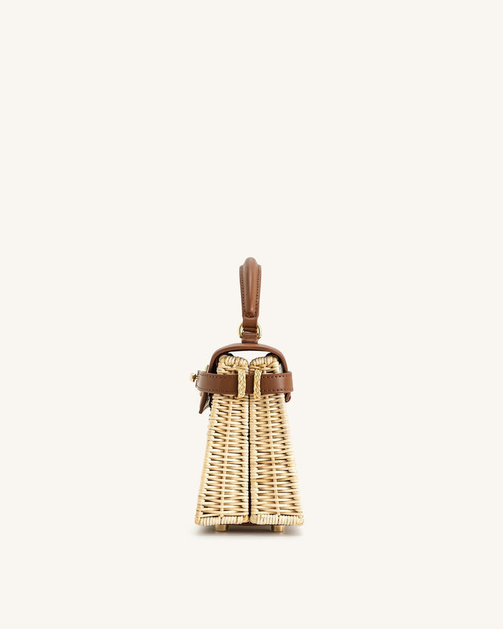 Elise Weaving  Handbag - Brown Rattan - Maison Léa &amp; Lou