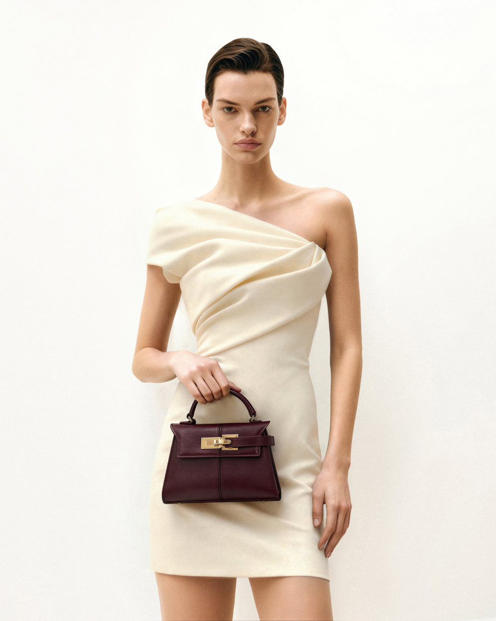 Elise Top Handle Bag - Deep Burgundy - Maison Léa & Lou