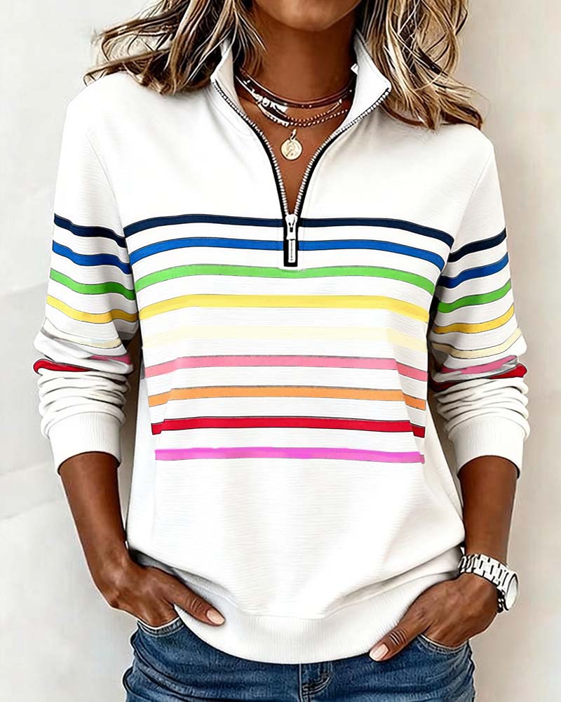 Diane | Relaxed Striped Quarter-Zip Pullover - Maison Léa & Lou