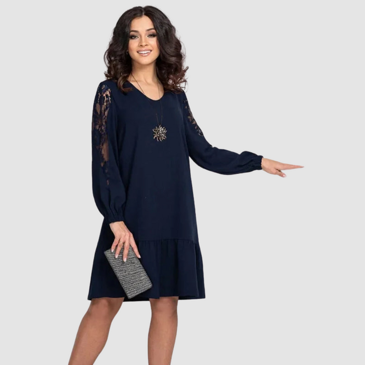 Lowri Quinn | Lace-Sleeve Midi Dress - Maison Léa &amp; Lou