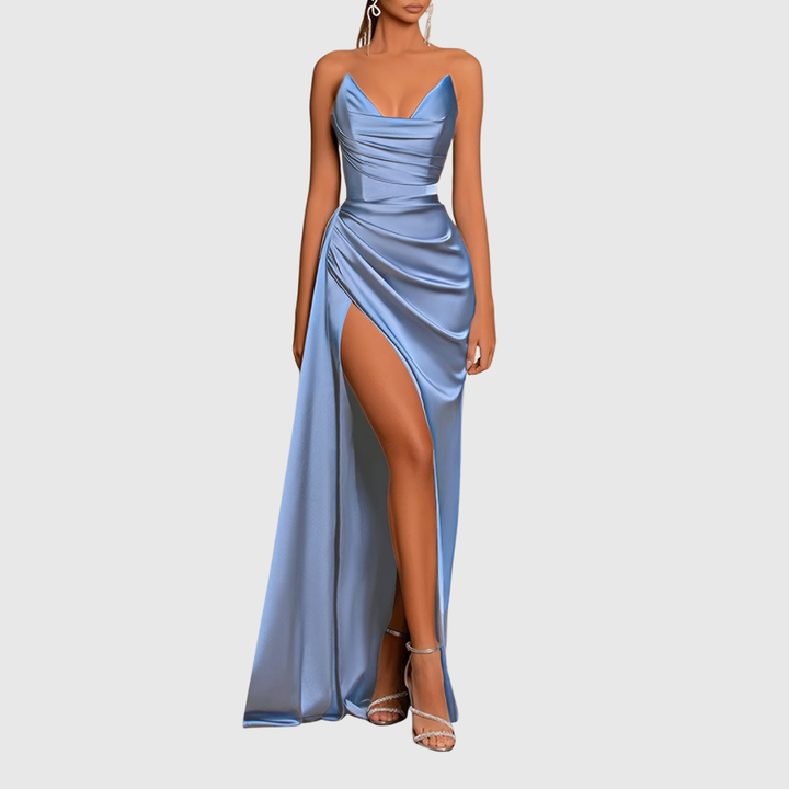 Evadne | Flowing Satin Maxi Dress - Maison Léa &amp; Lou