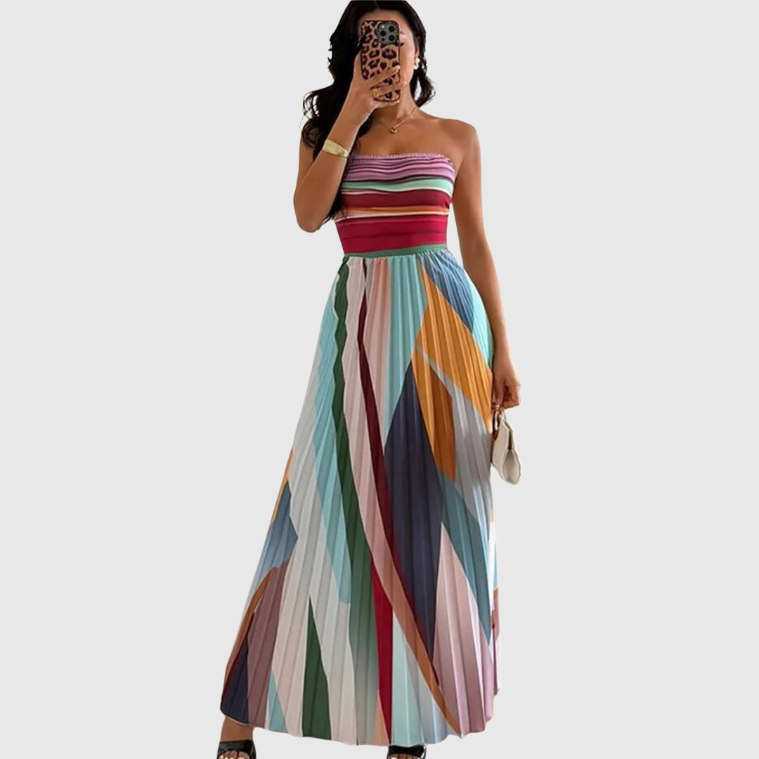 Isola - Elegant Pleated Evening Dress - Maison Léa &amp; Lou