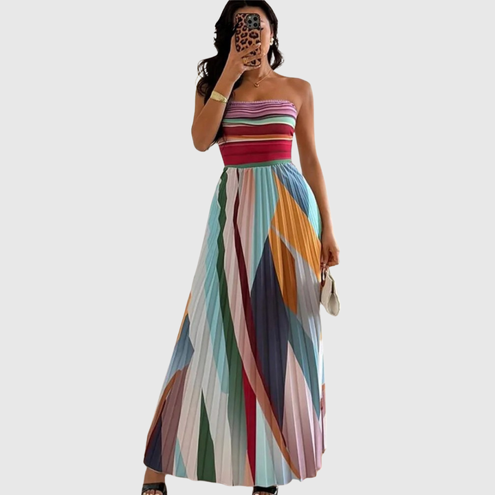Isola - Elegant Pleated Evening Dress - Maison Léa &amp; Lou