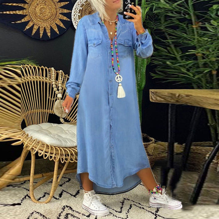 Lilla™ | Behagelig Skjortekjole i denim - Maison Léa &amp; Lou