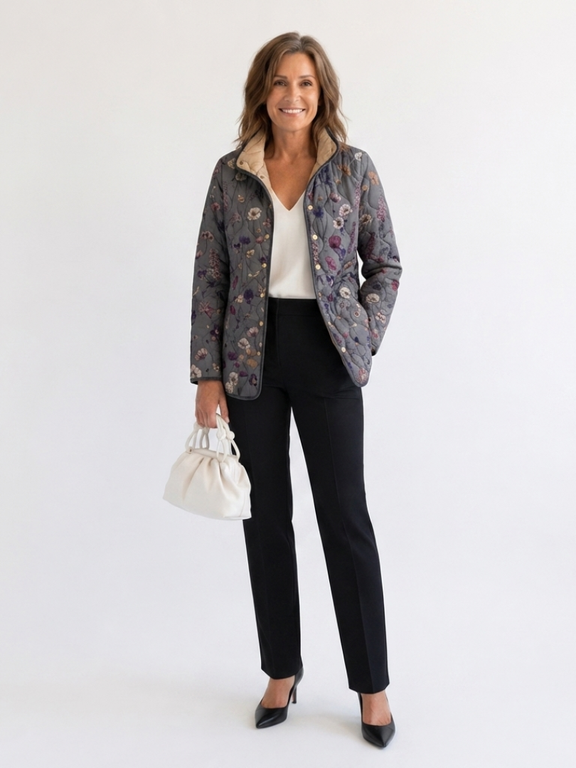 Niva | Vintage Floral Print Quilted Jacket - Maison Léa & Lou