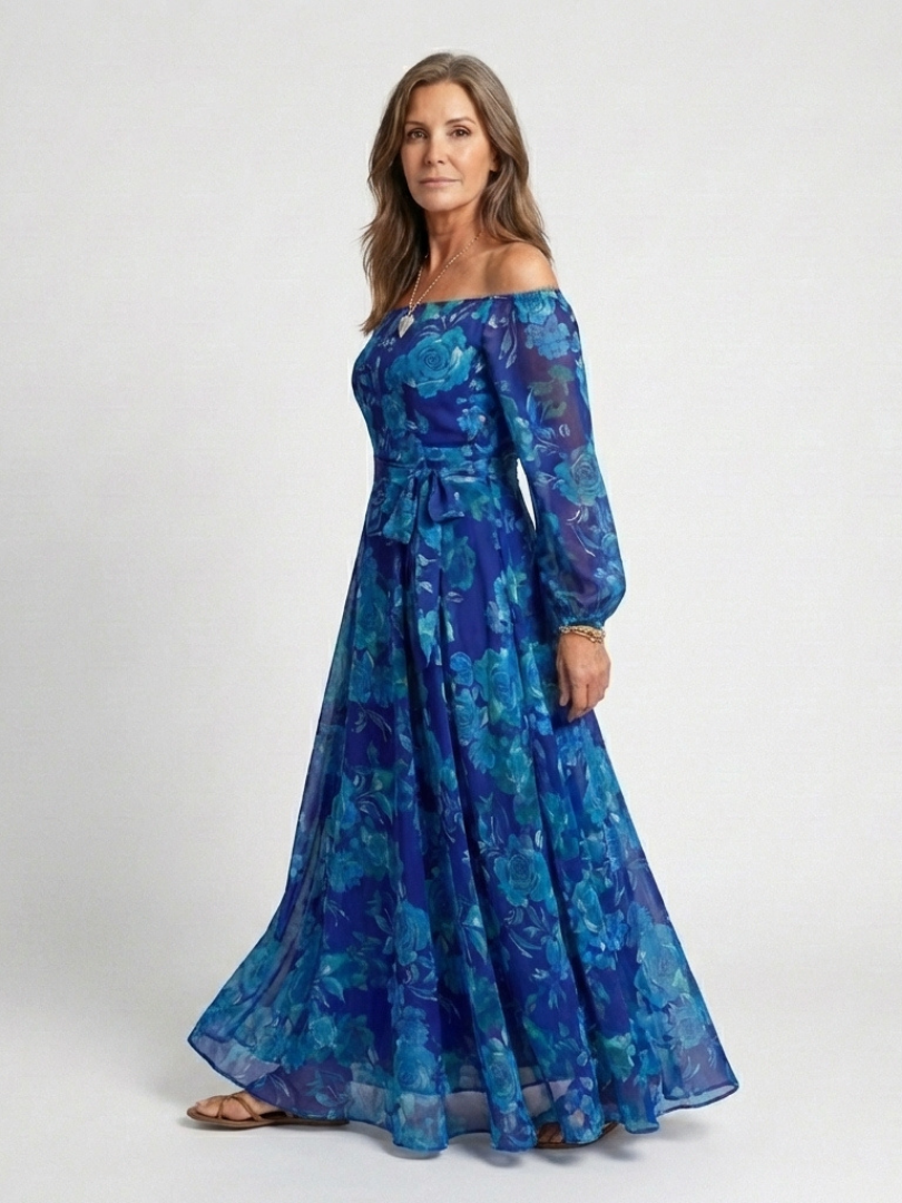 Aspen | Off Shoulder Floral Maxi Dress - Maison Léa &amp; Lou