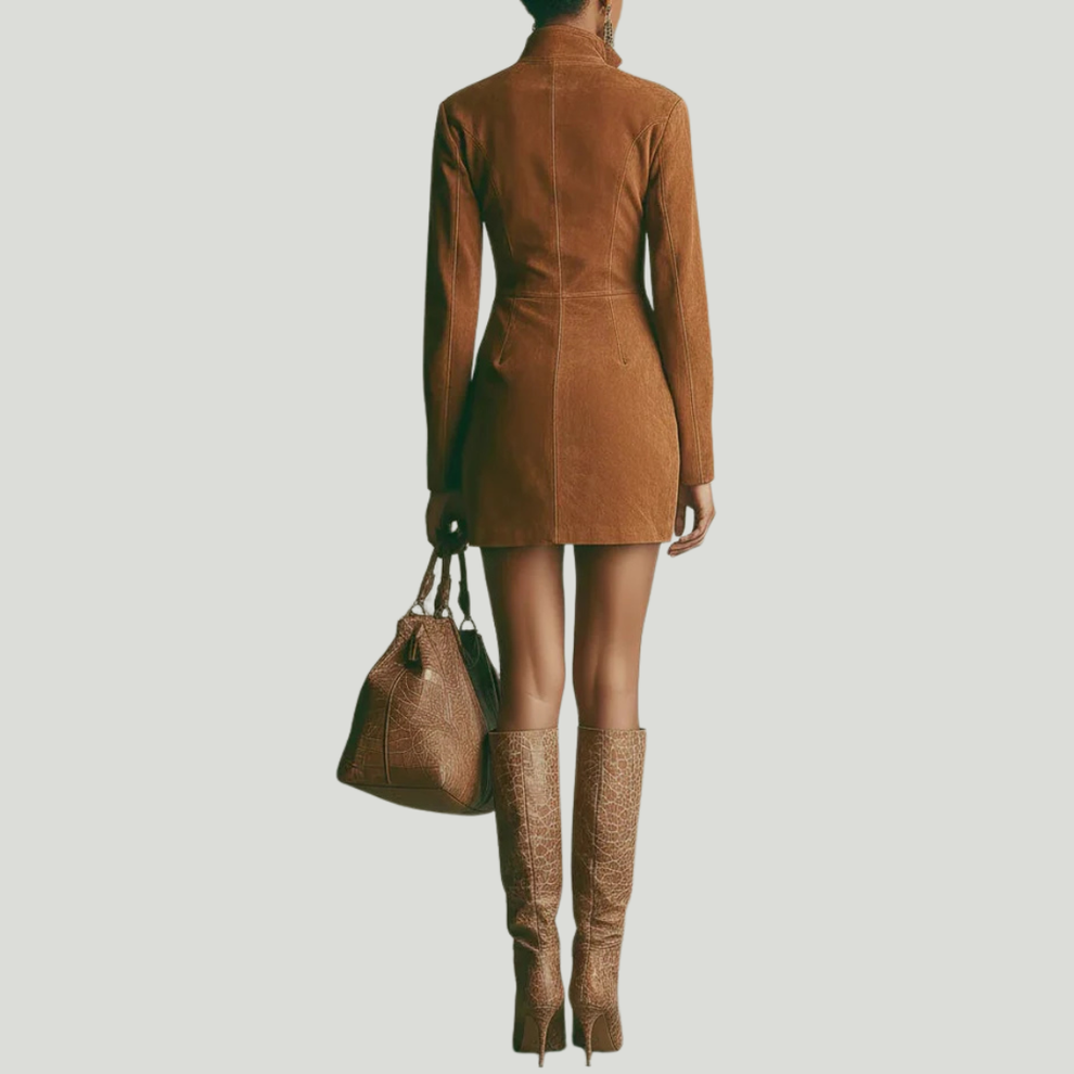 Narion - Suede Zip Dress