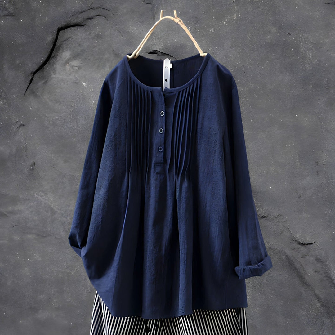 Ellen™ | Bomuldsbluse med lange ærmer - Maison Léa &amp; Lou