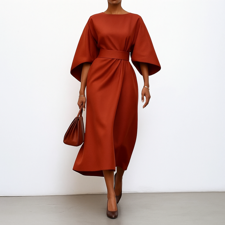 Eldra - Satin Feel Batwing Sleeve Maxi Dress - Maison Léa &amp; Lou