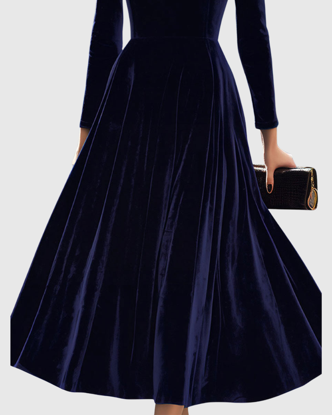 Sibella - Navy Long-Sleeve Midi Dress - Maison Léa &amp; Lou