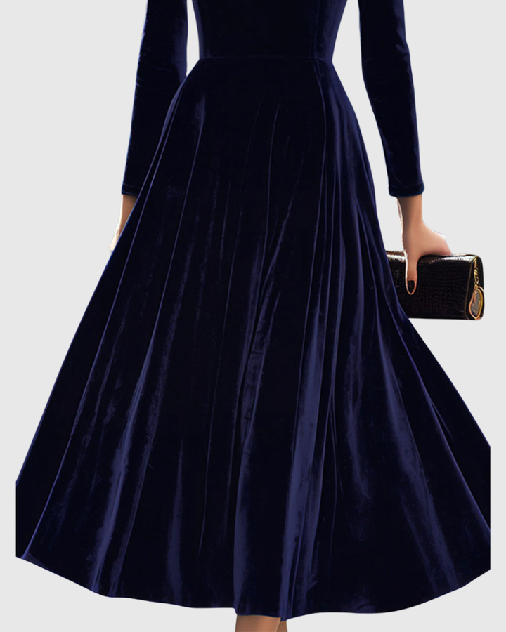 Sibella - Navy Long-Sleeve Midi Dress - Maison Léa &amp; Lou