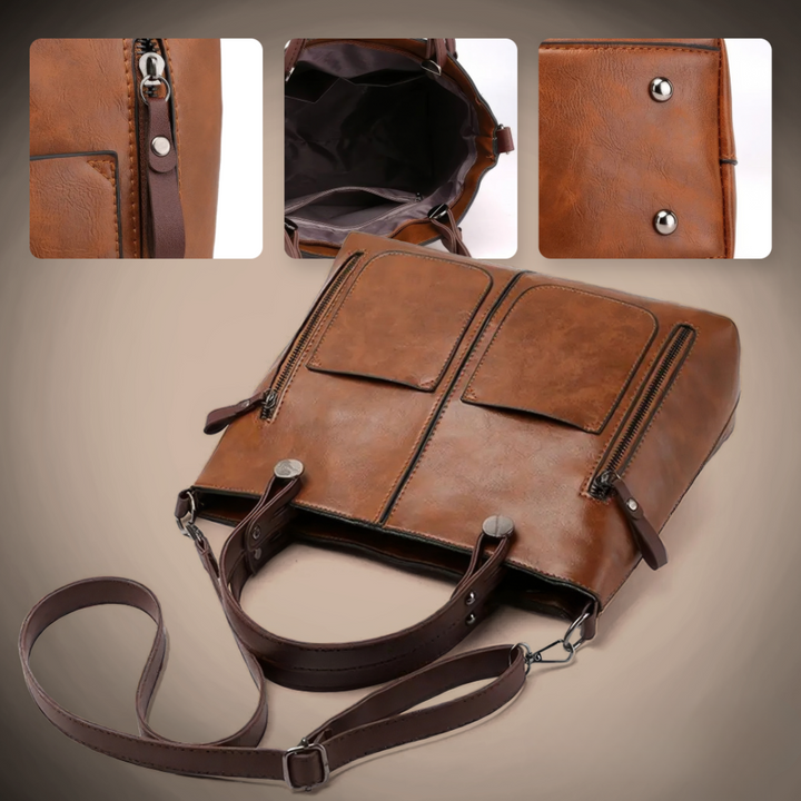 Nancy - Timeless Elegance Leather Shoulder Bag - Maison Léa &amp; Lou