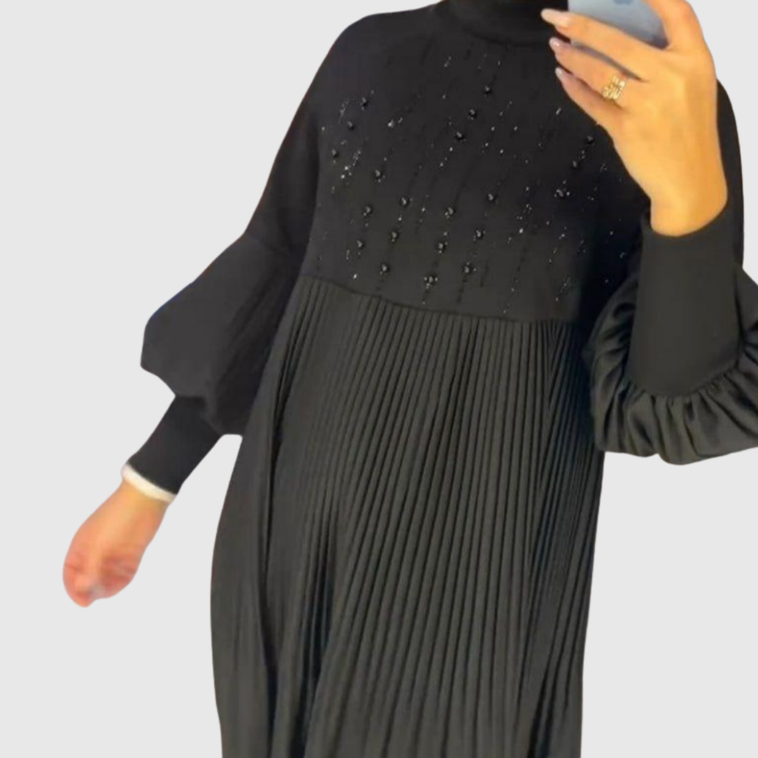Elodie | Pleated Puff-Sleeve Gown - Maison Léa &amp; Lou