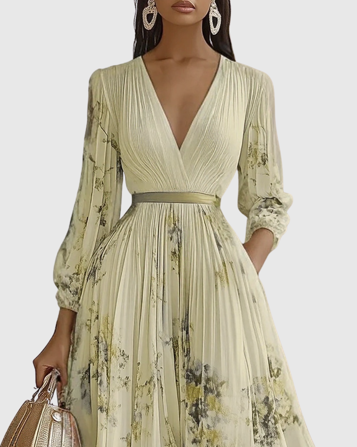 Rowella - Elegant Pleated Maxi Dress - Maison Léa &amp; Lou