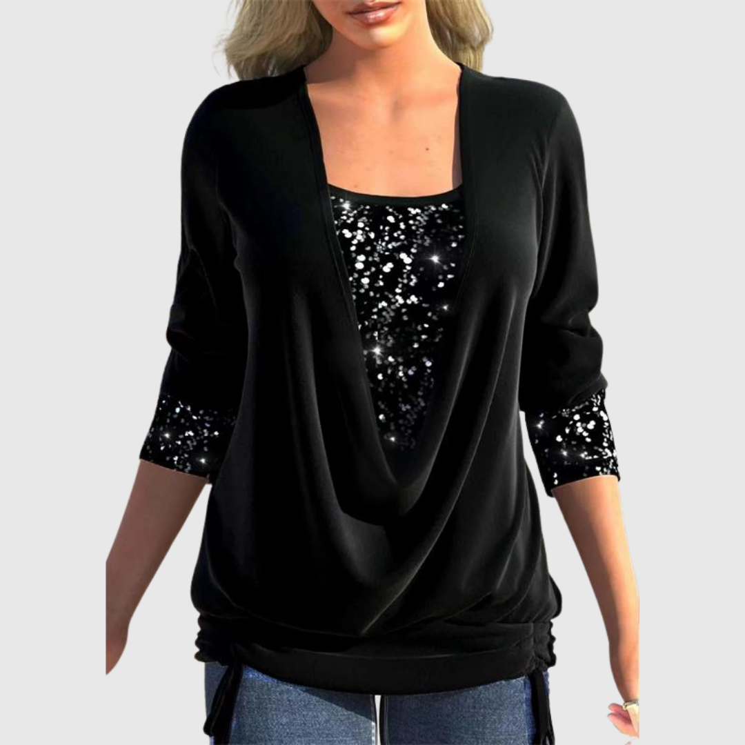 Odeline | Modern Sequin Layer Blouse - Maison Léa &amp; Lou