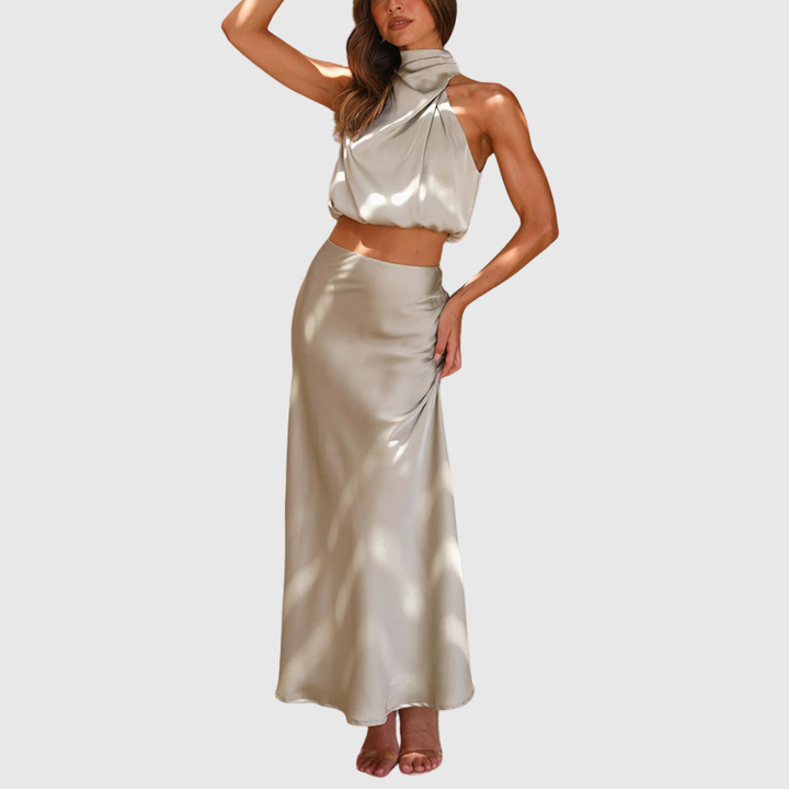 Emily | Satin Drape Maxi Set - Maison Léa &amp; Lou