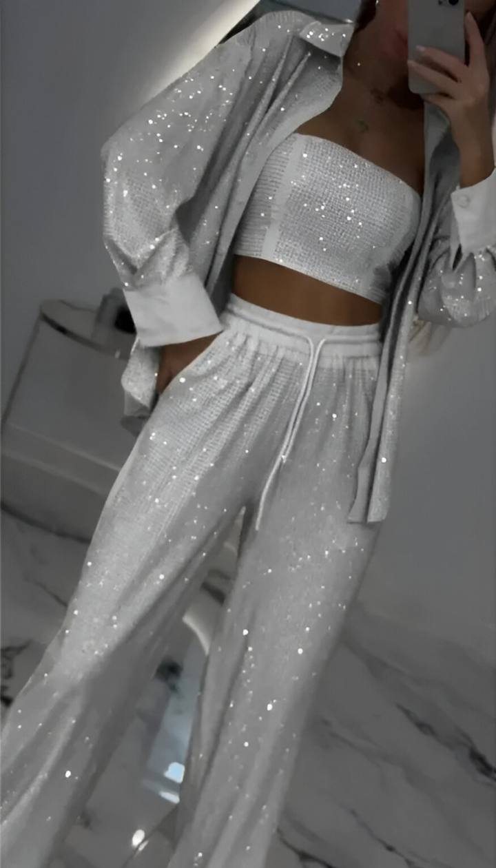 Fioralba | Sequin Lounge Set – Three Piece - Maison Léa &amp; Lou
