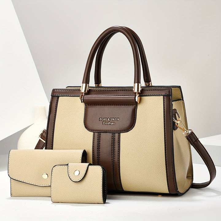 Luna - Elegant 3-Piece Leather Bag Set - Maison Léa &amp; Lou
