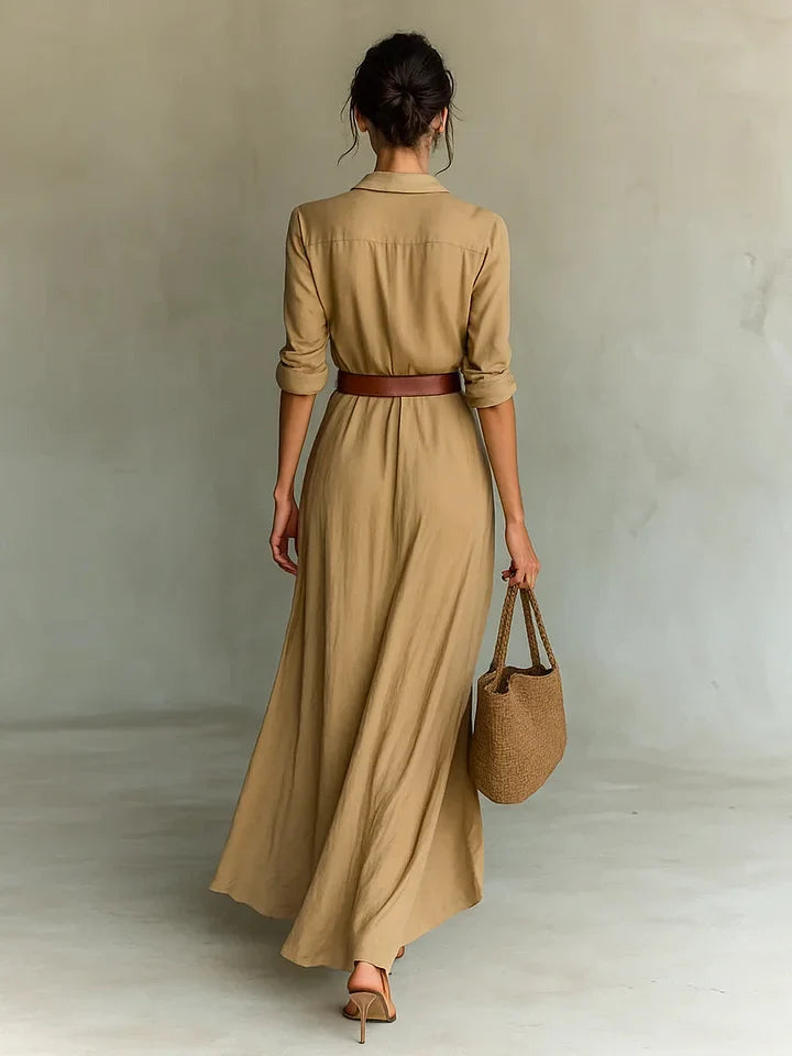Una | Lapel-Wrap Maxi Dress - Maison Léa &amp; Lou