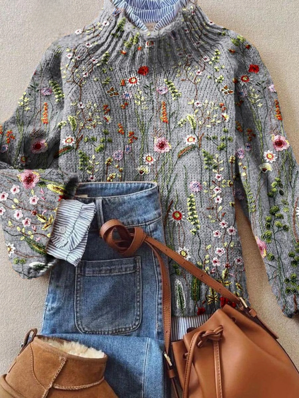 Cassia | Wildflower Embroidered Sweater - Maison Léa & Lou