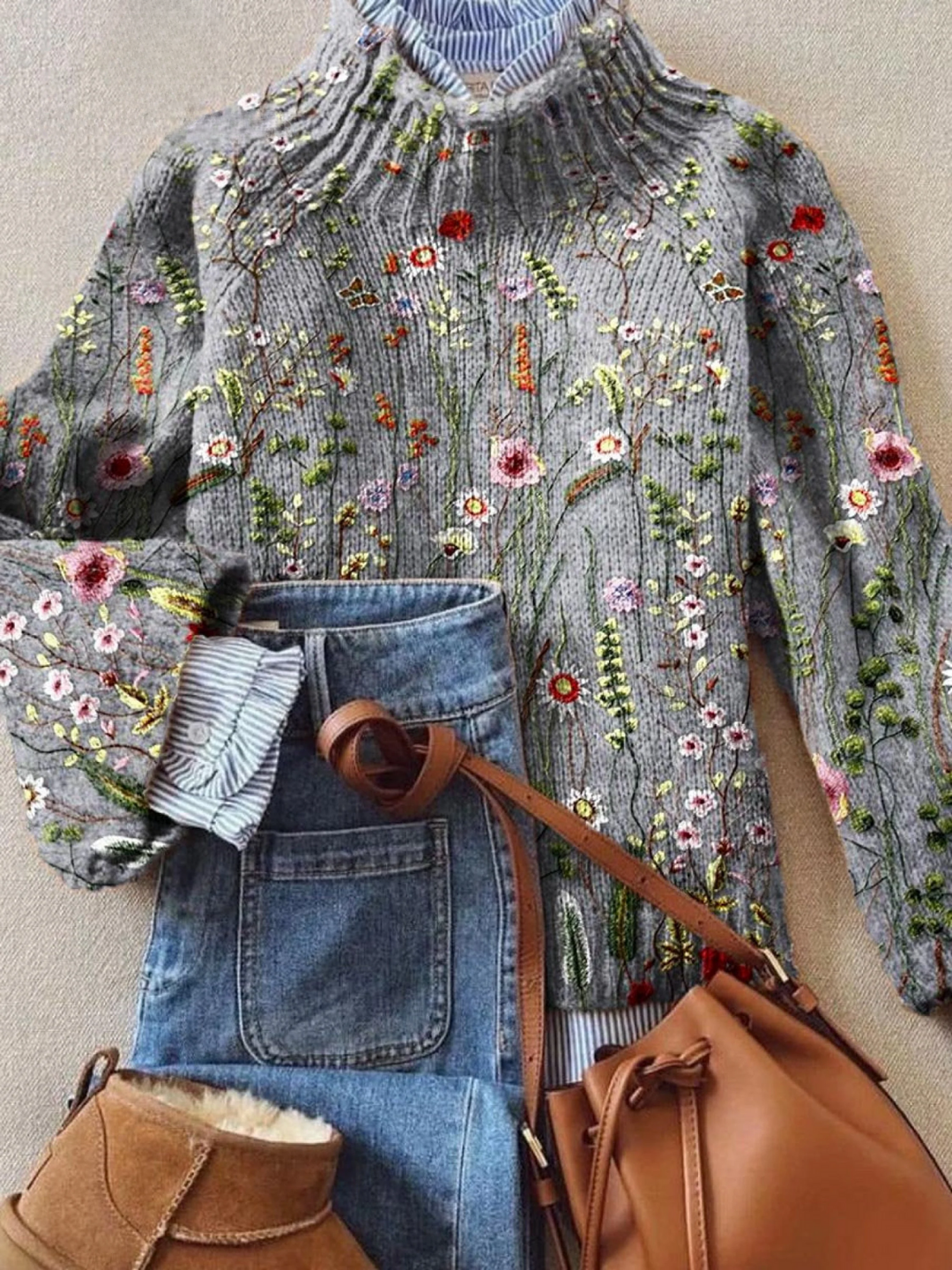 Cassia | Wildflower Embroidered Sweater - Maison Léa & Lou
