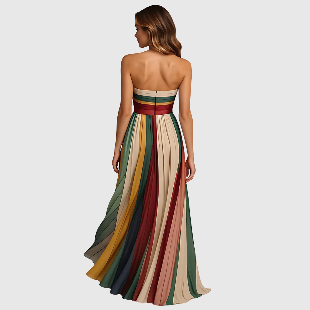 Isola - Elegant Pleated Evening Dress - Maison Léa &amp; Lou