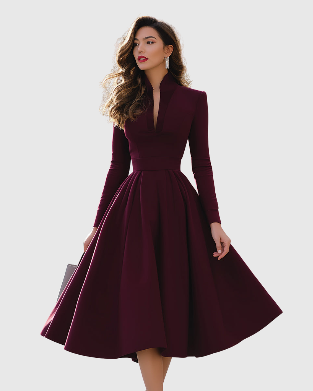 Avelina - V-Neck Midi Dress - Maison Léa & Lou