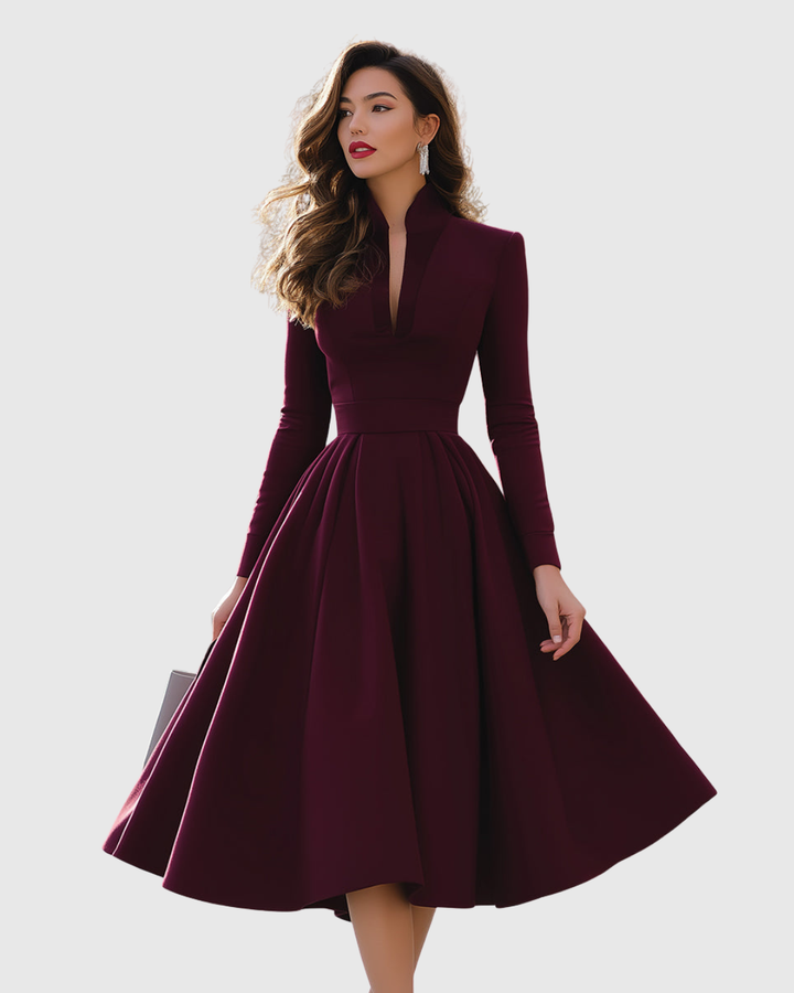 Avelina - V-Neck Midi Dress - Maison Léa &amp; Lou