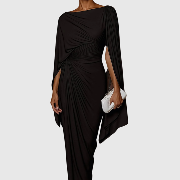 Fiona | Pleated Drape Maxi Dress - Maison Léa &amp; Lou