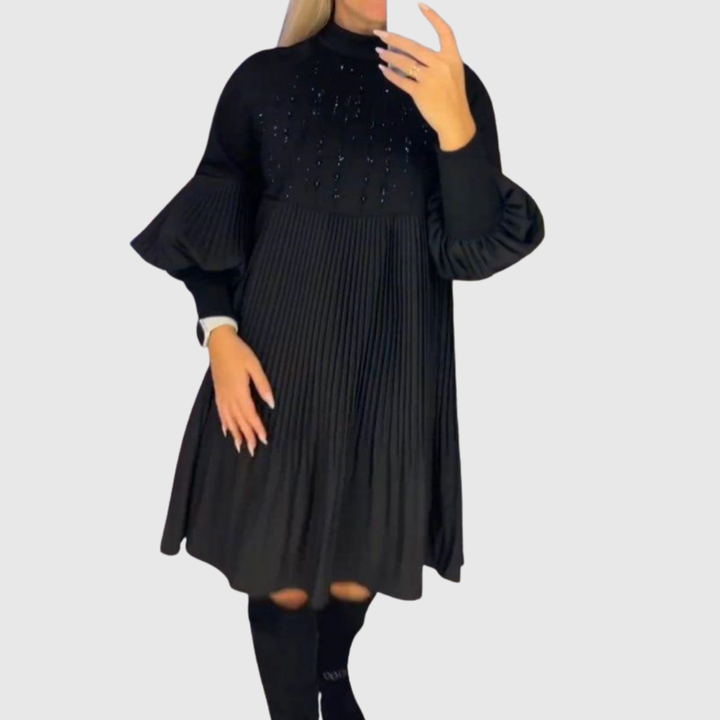 Elodie | Pleated Puff-Sleeve Gown - Maison Léa &amp; Lou