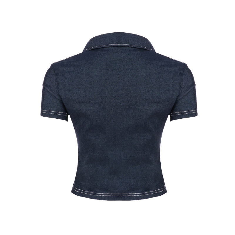 NICOLE™ – Stylish Fitted Collared Short Sleeve Shirt