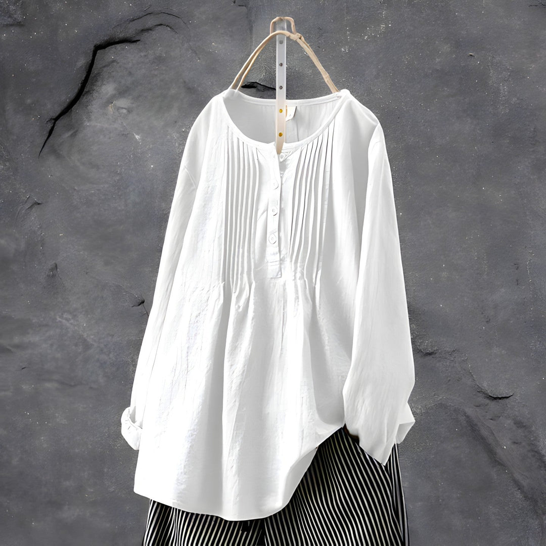 Ellen™ | Bomuldsbluse med lange ærmer - Maison Léa &amp; Lou