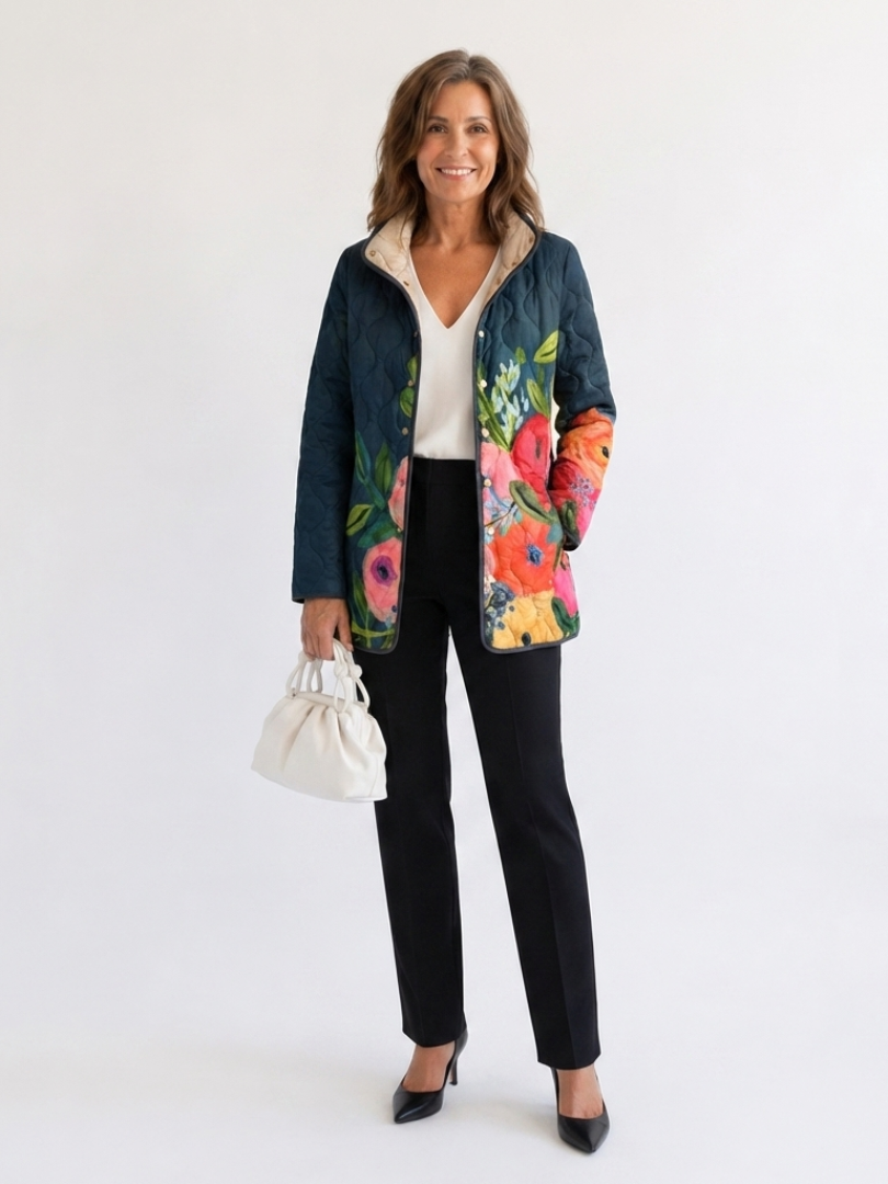 Amaya | Vintage Floral Print Quilted Jacket - Maison Léa &amp; Lou