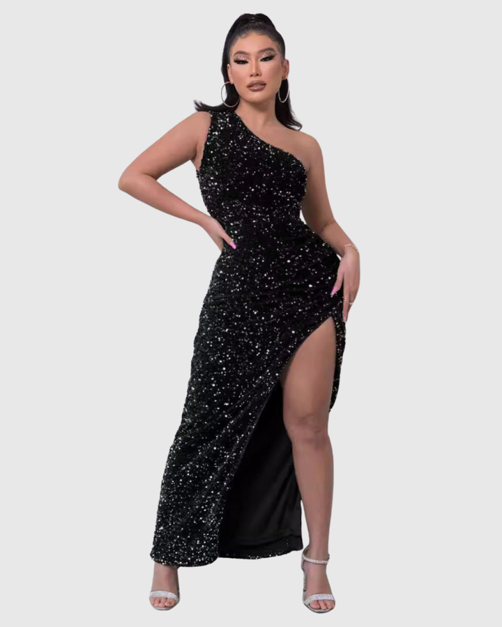 Lillian | Luxe One-Shoulder Evening Dress - Maison Léa &amp; Lou