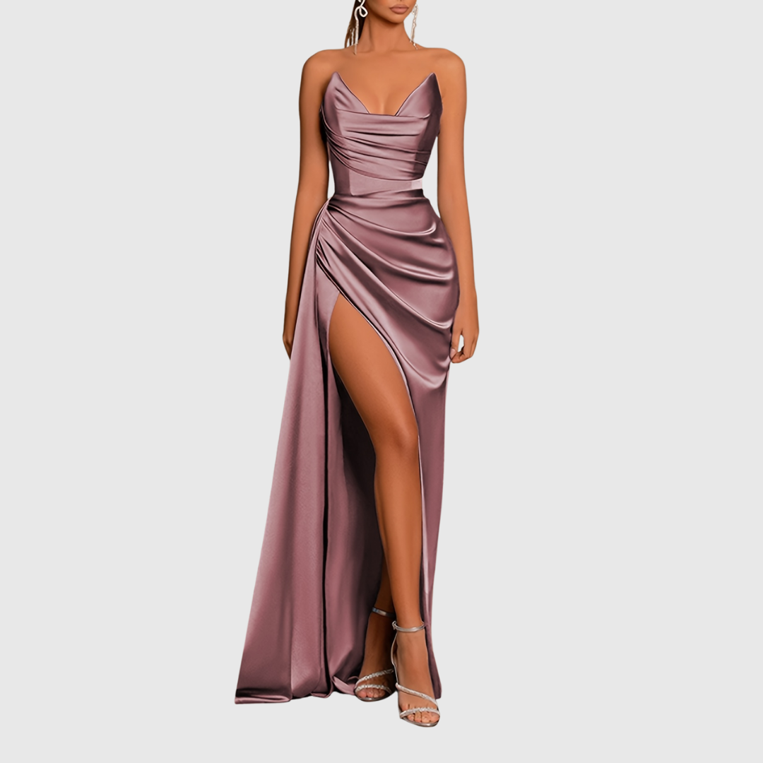 Evadne | Flowing Satin Maxi Dress - Maison Léa &amp; Lou