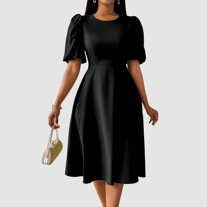Clara Bloom | Refined Black Midi Dress - Maison Léa &amp; Lou