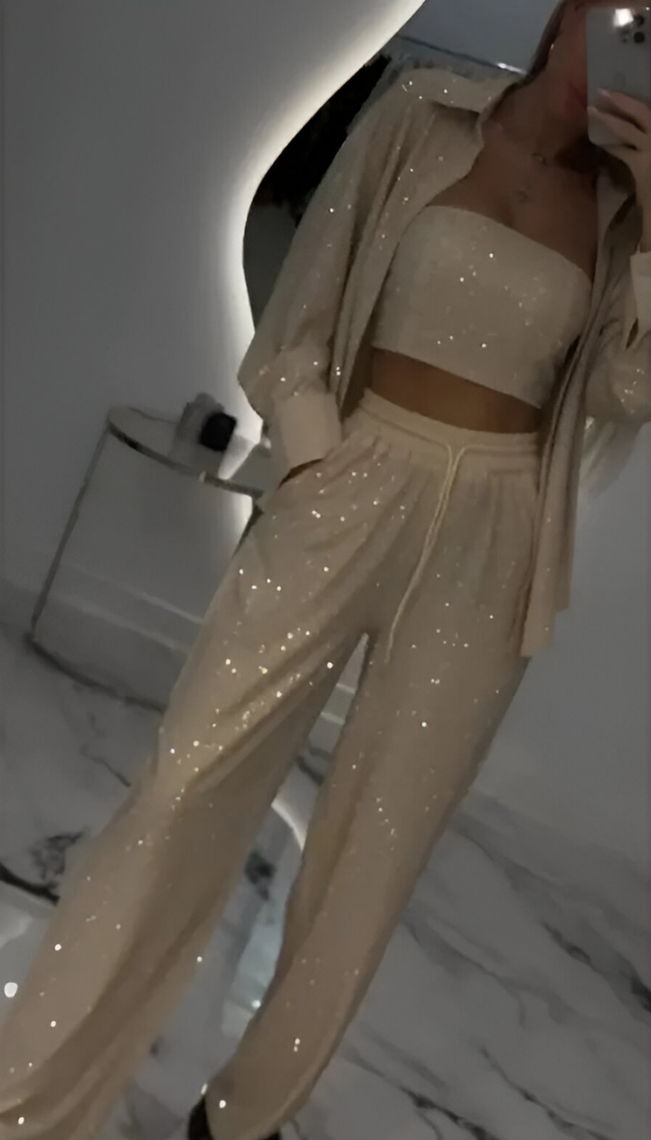 Fioralba | Sequin Lounge Set – Three Piece - Maison Léa &amp; Lou