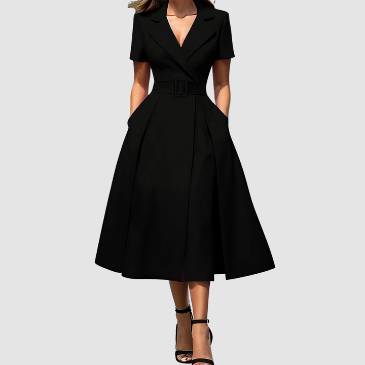 Celina Bloom - Elegant Black A-Line Dress - Maison Léa &amp; Lou