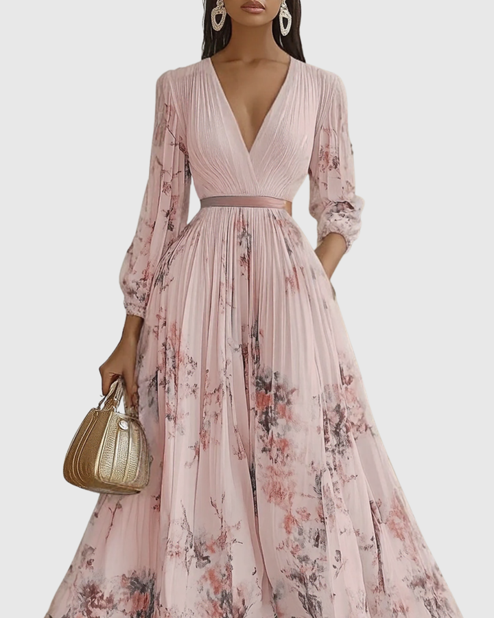 Rowella - Elegant Pleated Maxi Dress - Maison Léa &amp; Lou