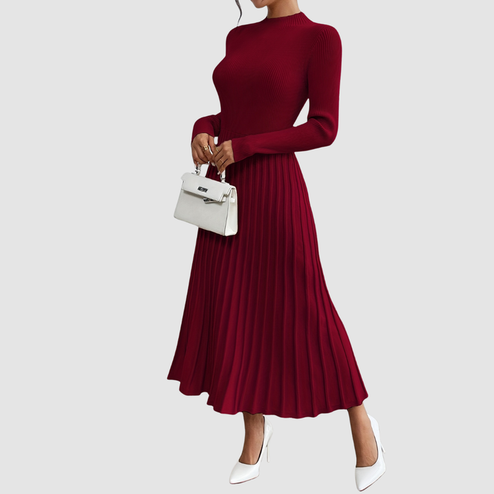 Evelyn Grace | High-Neck Long-Sleeve Maxi Dress - Maison Léa &amp; Lou